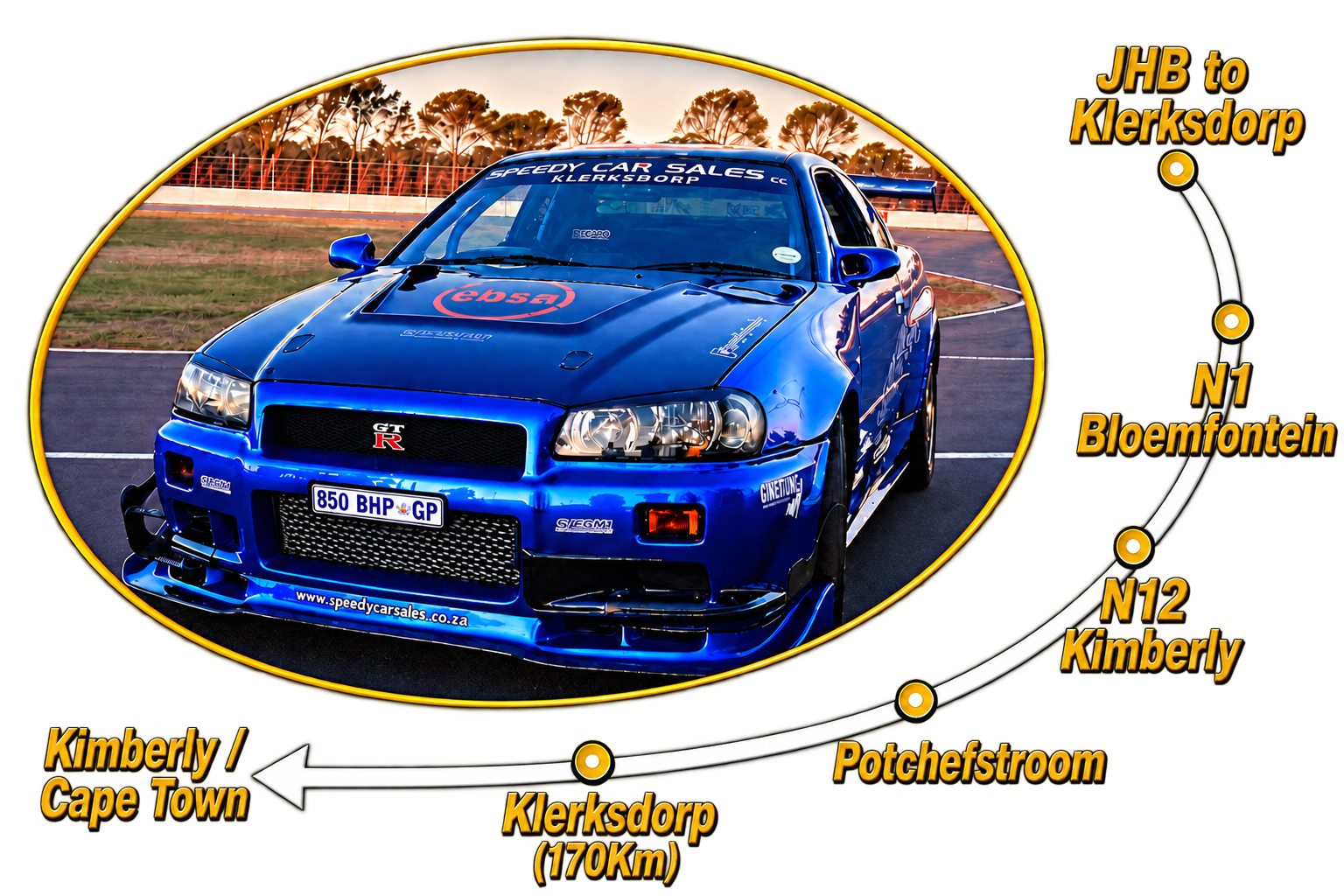 Speedy Car Sales route to Klerksdorp